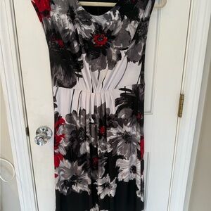 Floral Black and Red Women's Dress
